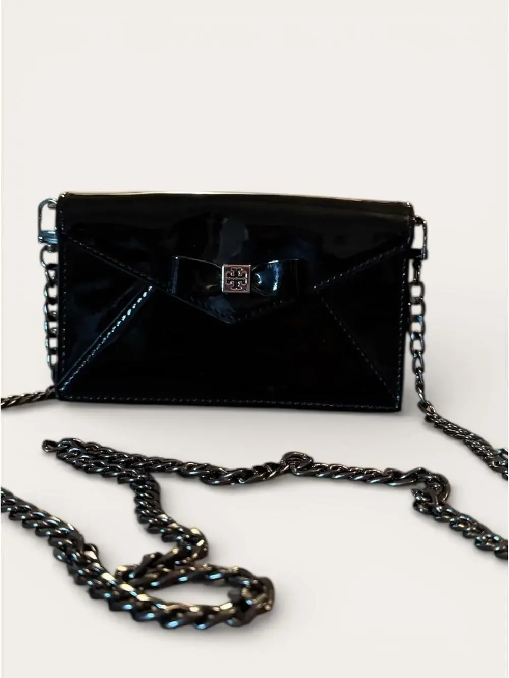 Tory Burch Black Patent Leather Mini Crossbody with Chain